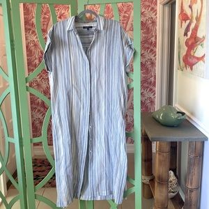 Lafayette 148 silk cotton blend stripe shirt dress